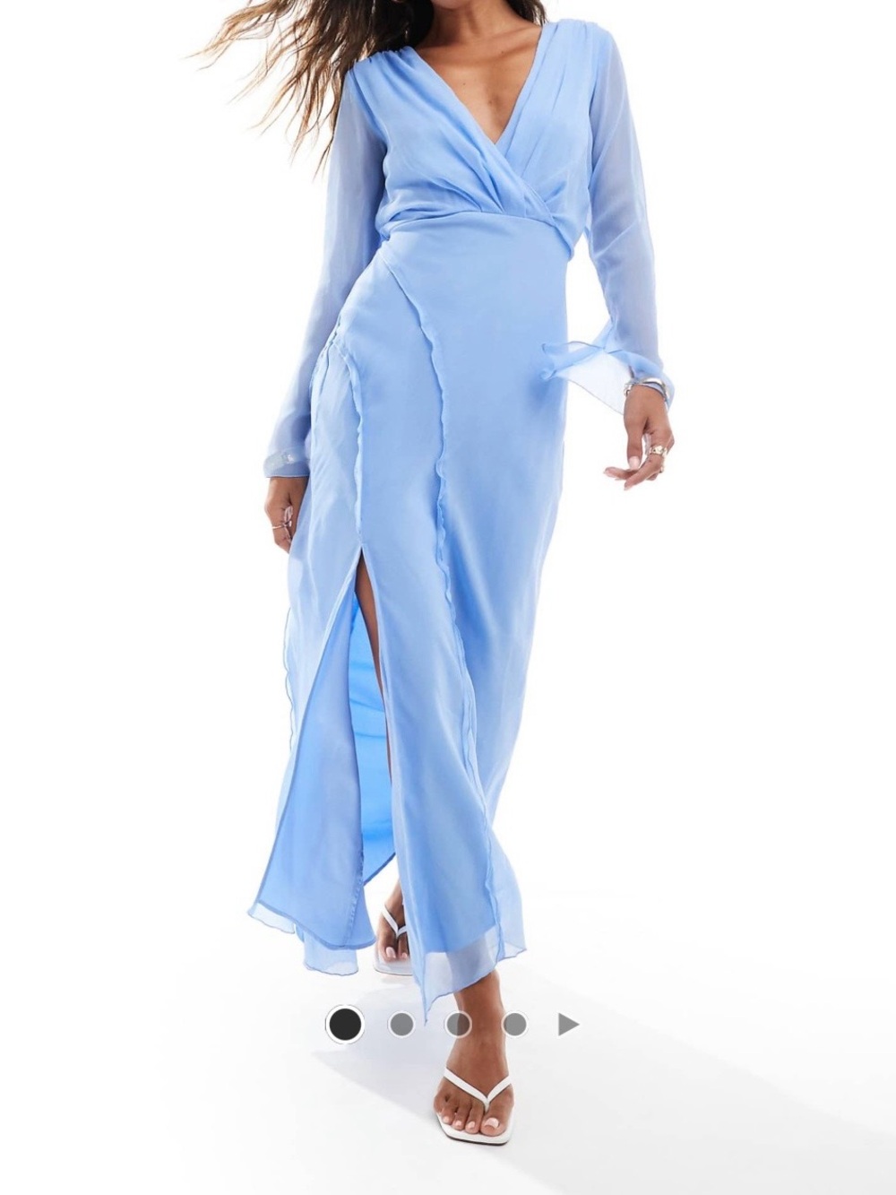 Light Blue Long Sleeve Mid Maxi Dress